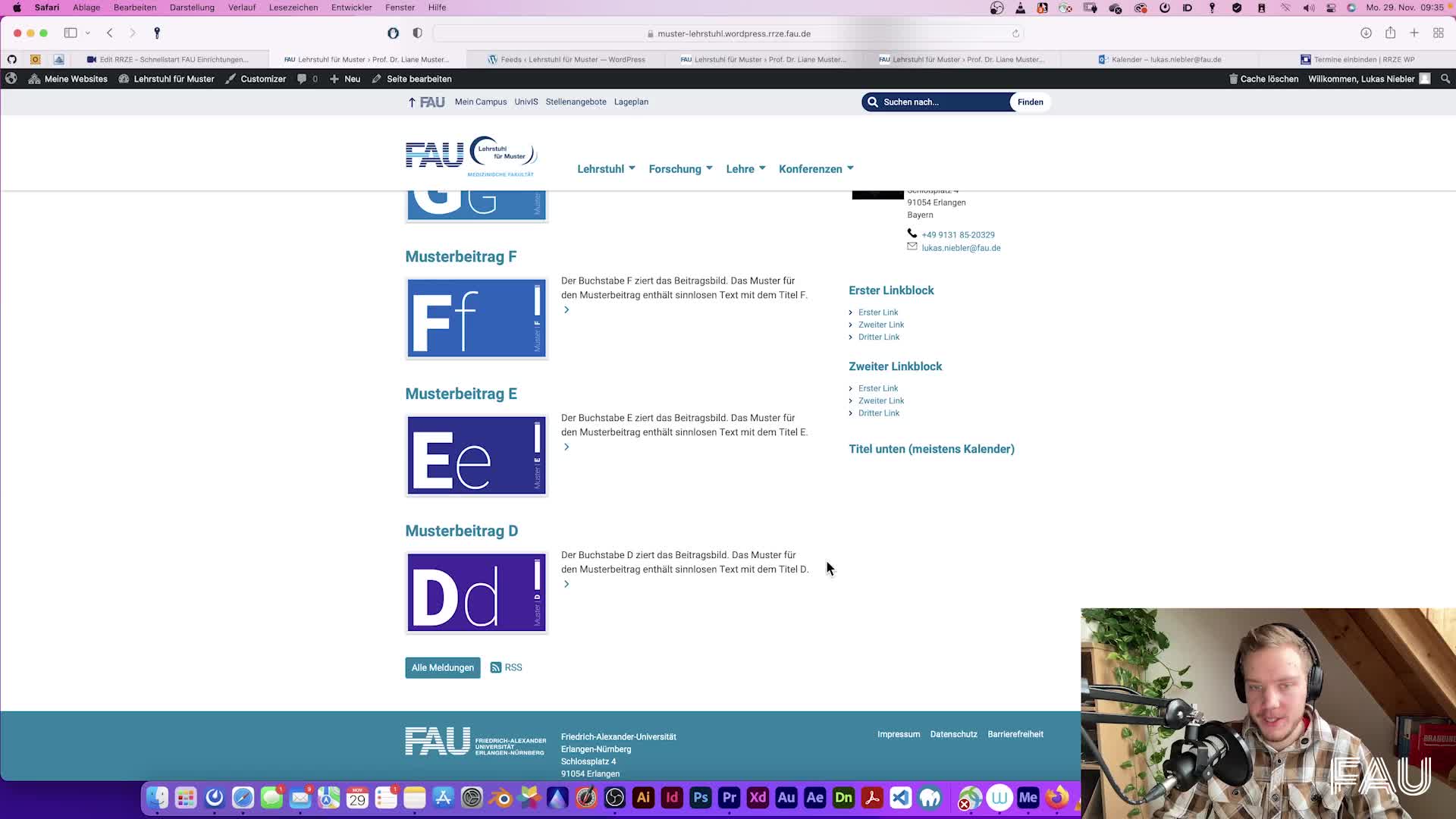 Clip preview for RRZE - Schnellstart FAU Einrichtungen - Einen Kalender einbinden