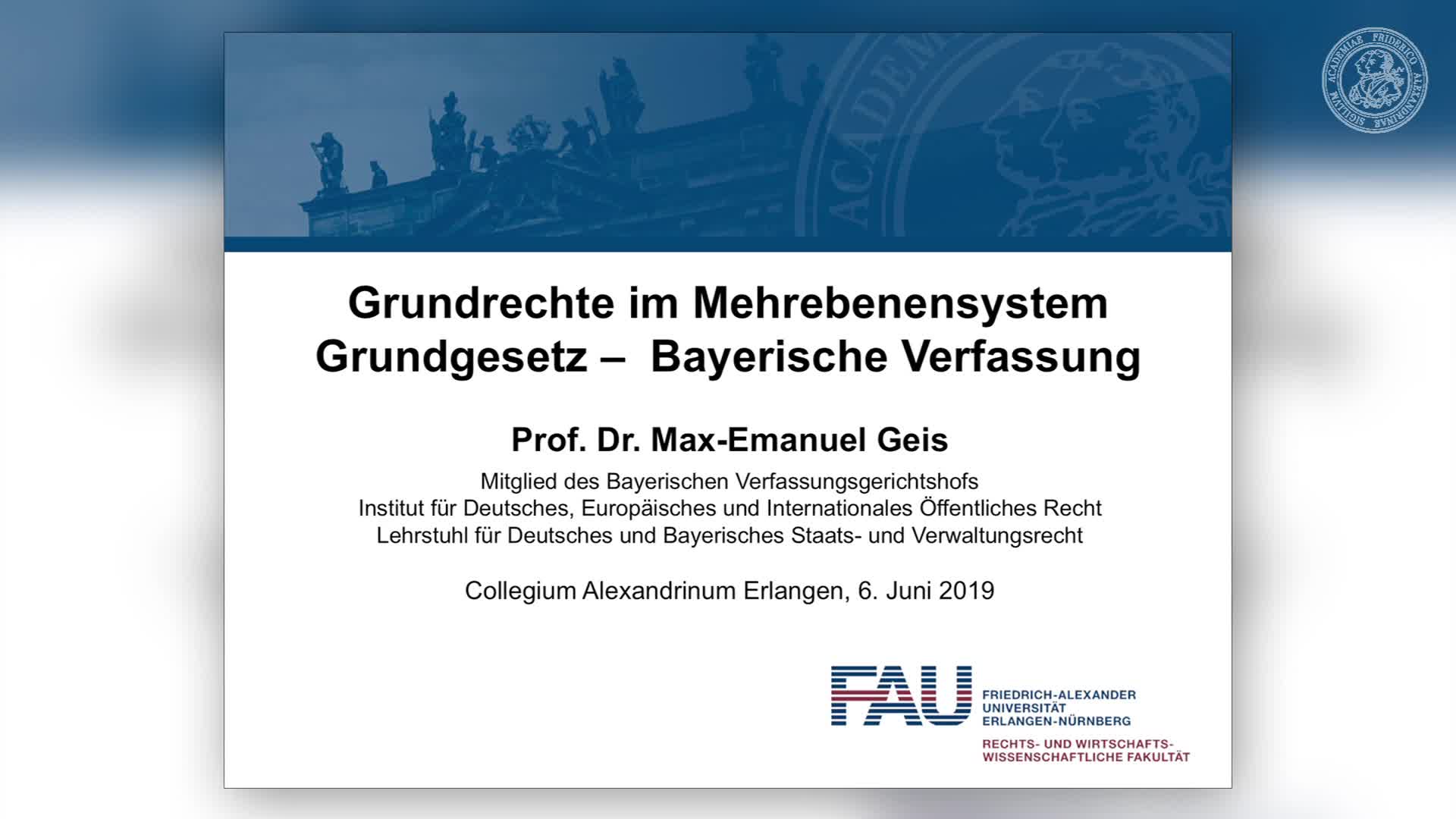 Clip preview for Grundrechte im Mehrebenensystem Grundgesetz -Bayerische Verfassung